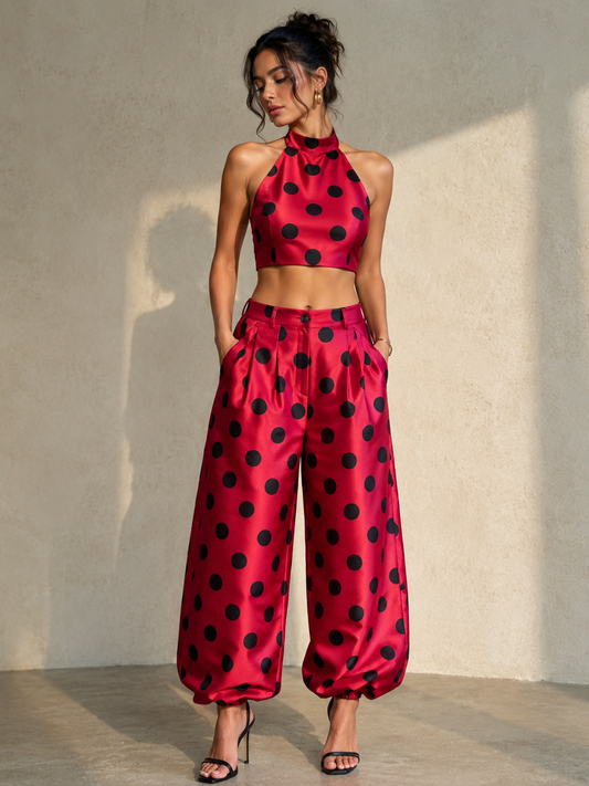Rouge Polka Affair Balloon Pants Set
