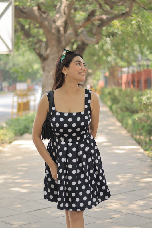 Noir & Blanc-Black & White polka dot dress