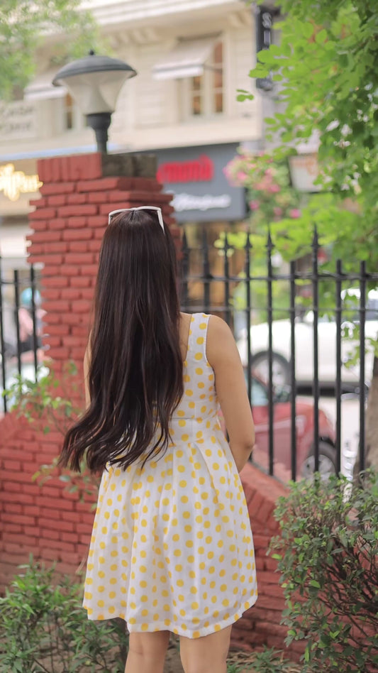 Soleil Dot Mini-Yellow Polka Dot Dress